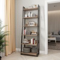 Стеллаж ДОМУС Урбан-1 орех темный/металл черный 190.6х66