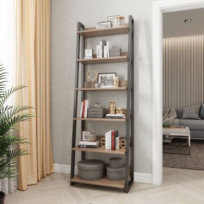 Стеллаж ДОМУС Урбан-1 орех темный/металл черный 190.6х66 купить в Минске