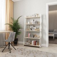 Стеллаж ДОМУС Урбан-1 вяз светлый/металл белый 157х86