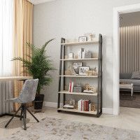 Стеллаж ДОМУС Урбан-1 вяз светлый/металл черный 157х86