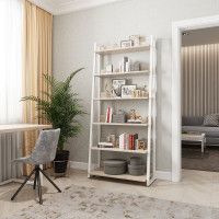 Стеллаж ДОМУС Урбан-1 вяз светлый/металл белый 190.6х86