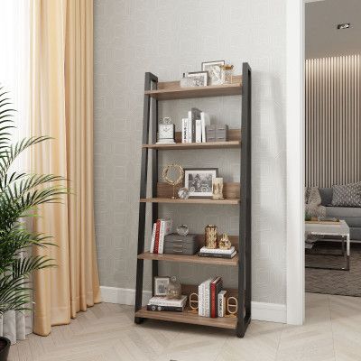 Стеллаж ДОМУС Урбан-1 орех темный/металл черный 157х66 купить в Минске