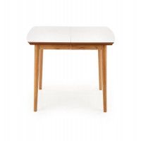 Стол HALMAR BARRET раскладной, белый матовый/дуб лефкас, 90-190/80/75