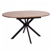 Стол VEGA раздвижной, D100(135)*75, Дуб Канзас/Черный