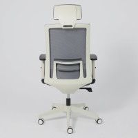 Кресло Aks Prime ARCUS серая сетка+ткань/белый полиамид купить в Минске Кресло Aks Prime ARCUS серая сетка+ткань/белый полиамид купить в Минске