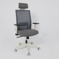 Кресло Aks Prime ARCUS серая сетка+ткань/белый полиамид купить в Минске Кресло Aks Prime ARCUS серая сетка+ткань/белый полиамид купить в Минске