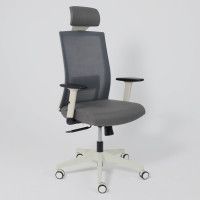 Кресло Aks Prime ARCUS серая сетка+ткань/белый полиамид купить в Минске Кресло Aks Prime ARCUS серая сетка+ткань/белый полиамид купить в Минске