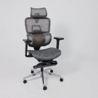 Кресло Aks Prime ENIGMA серая сетка/алюминий (с подставкой для ног) купить в Минске