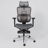 Кресло Aks Prime ENIGMA серая сетка/алюминий (с подставкой для ног) купить в Минске