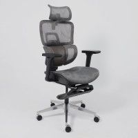 Кресло Aks Prime ENIGMA серая сетка/алюминий (с подставкой для ног) купить в Минске