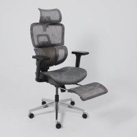 Кресло Aks Prime ENIGMA серая сетка/алюминий (с подставкой для ног) купить в Минске