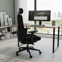 Кресло AksHome FENIX (Феникс) черная сетка + ткань/черный полиамид купить в Минске