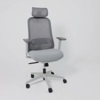 Кресло Aks Prime GEM серая сетка+ткань/белый полиамид купить в Минске