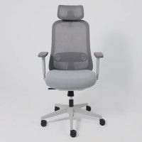 Кресло Aks Prime GEM серая сетка+ткань/белый полиамид купить в Минске