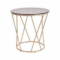 Стол журнальный ALLURE, d 50*50 тонированное стекло/золото