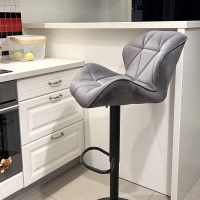 Стул барный AksHome BERLIN (Берлин) темно-серый велюр/черный купить в Минске