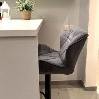 Стул барный AksHome BERLIN (Берлин) темно-серый велюр/черный купить в Минске