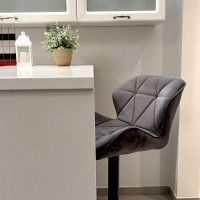 Стул барный AksHome BERLIN (Берлин) темно-серый велюр/черный купить в Минске