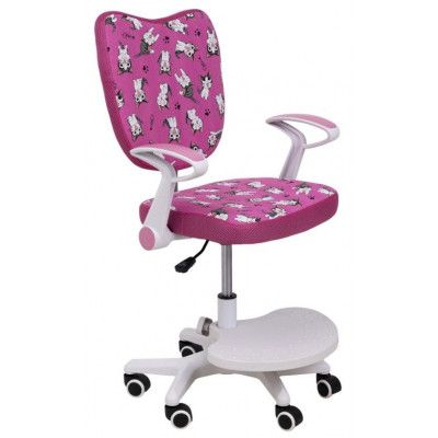 Кресло поворотное CATTY, WHITE, ткань фуксия с котятами купить в Минске