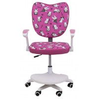 Кресло поворотное CATTY, WHITE, ткань фуксия с котятами купить в Минске Кресло поворотное CATTY, WHITE, ткань фуксия с котятами купить в Минске