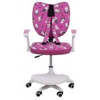 Кресло поворотное CATTY, WHITE, ткань фуксия с котятами купить в Минске Кресло поворотное CATTY, WHITE, ткань фуксия с котятами купить в Минске