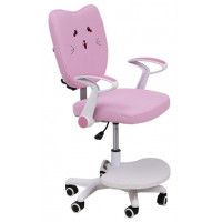 Кресло поворотное CATTY, WHITE, ткань котенок розовый