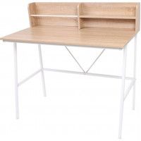 Стол письменный CORAL, 1000*540*750(960) светлый дуб/белый металл