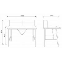 Стол письменный CORAL, 1000*540*750(960) светлый дуб/белый металл купить в Минске