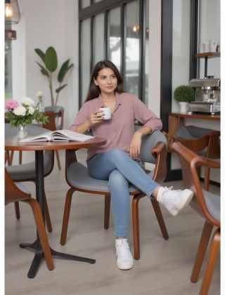 Стул AksHome DANDEE ткань светло-серый XC188-3/орех купить в Минске