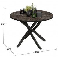 Стол обеденный DIAMOND Тип 2 d.900 ателье темный глянец/черный муар купить в Минске Стол обеденный DIAMOND Тип 2 d.900 ателье темный глянец/черный муар купить в Минске