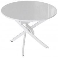 Стол обеденный DIAMOND Тип 3 d.1000(1380) белый глянец /белый муар