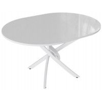 Стол обеденный DIAMOND Тип 3 d.1000(1380) белый глянец /белый муар купить в Минске