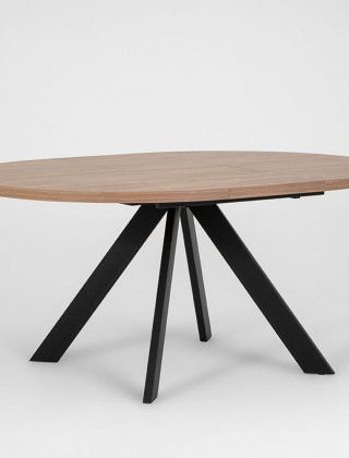 Стол обеденный ДЖАЗ 1200(1600)*1200 Дуб Канзас/Черная шагрень купить в Минске