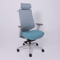 Кресло AksHome DYNAMIC (Динамик) светло-серая сетка+ бирюзовая ткань/серый полиамид купить в Минске