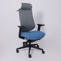 Кресло AksHome DYNAMIC (Динамик) серая сетка+ синяя ткань/черный полиамид купить в Минске