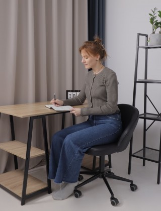 Кресло AksHome Foxy (Фокси) экокожа черный/черный купить в Минске