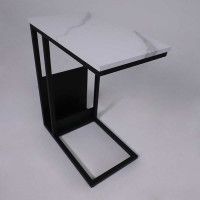 Стол журнальный AksHome FOXY белый мрамор/черный купить в Минске