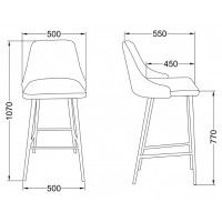 Стул барный AksHome LARA 2 (Лара 2) светло-серая ткань 1701-26/дуб купить в Минске