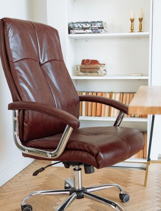 Кресло AksHome MARSEL Chrome Eco коричневый бриллиант