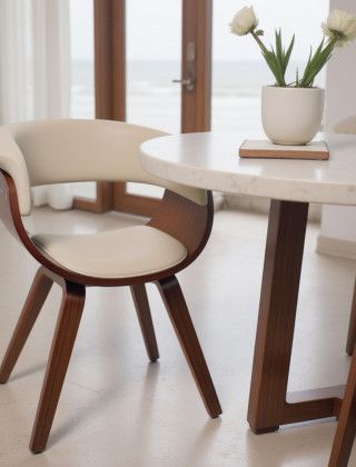 Кресло Akshome MODY (Моди) экокожа кремовый/орех купить в Минске