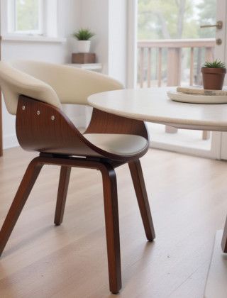 Кресло Akshome MODY (Моди) экокожа кремовый/орех купить в Минске