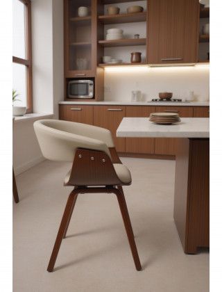 Кресло Akshome MODY (Моди) экокожа кремовый/орех купить в Минске