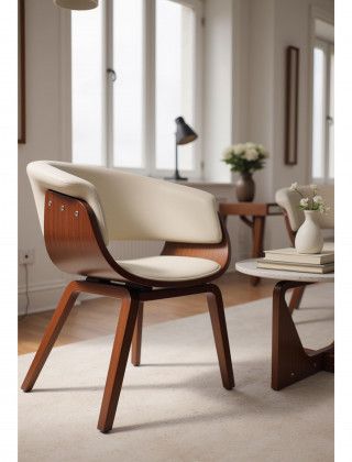 Кресло Akshome MODY (Моди) экокожа кремовый/орех купить в Минске