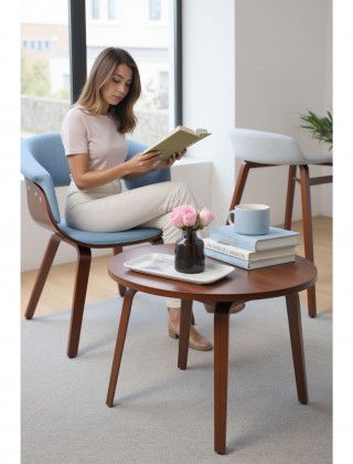 Кресло Akshome MODY (Моди) ткань небесный XC188-26/орех купить в Минске