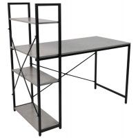Стол письменный AksHome Onyx со стеллажом бетон/черный металл Стол письменный AksHome Onyx со стеллажом бетон/черный металл