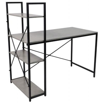Стол письменный AksHome Onyx со стеллажом бетон/черный металл купить в Минске