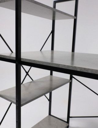 Стол письменный AksHome Onyx со стеллажом бетон/черный металл купить в Минске