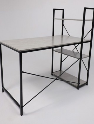 Стол письменный AksHome Onyx со стеллажом бетон/черный металл