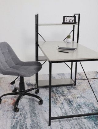 Стол письменный AksHome Onyx со стеллажом бетон/черный металл купить в Минске