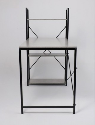 Стол письменный AksHome Onyx со стеллажом бетон/черный металл